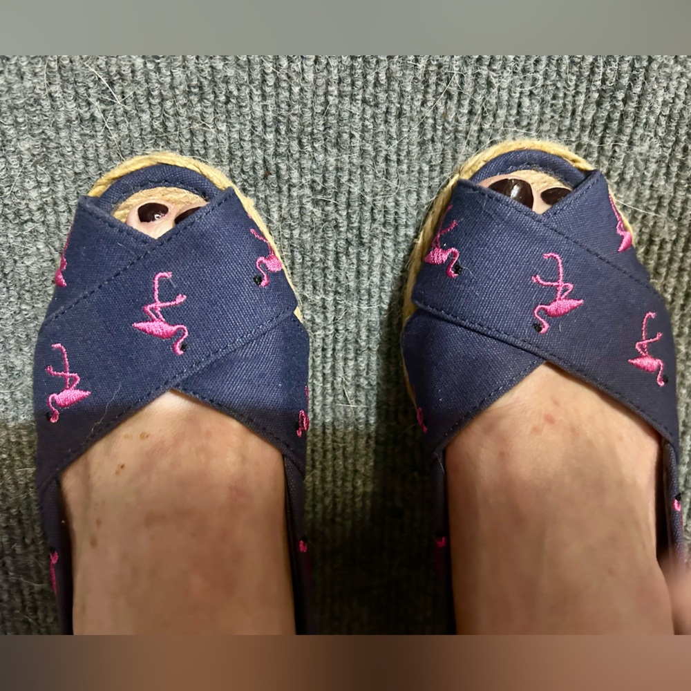 Ralph Lauren Navy Espadrilles with Pink Flamingos